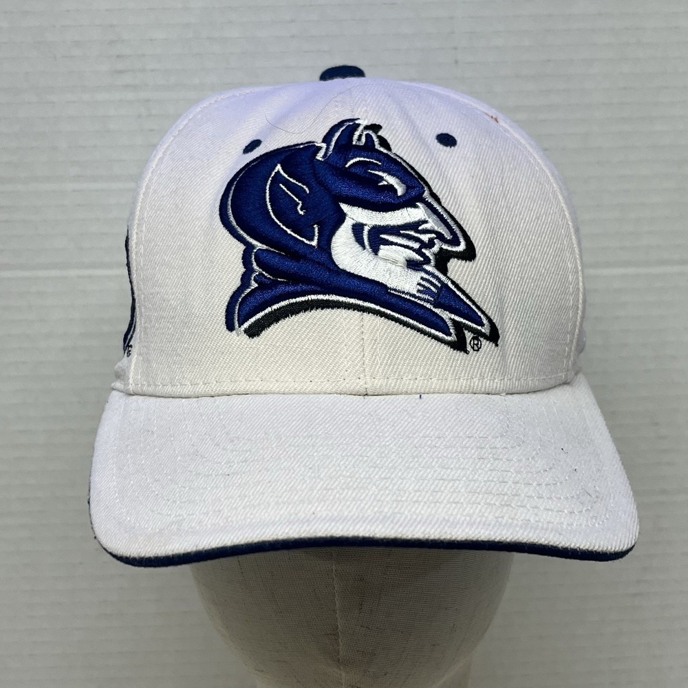 Duke Blue Devils Zephyr Fitted Hat (7 1/8) White Closed Back Cap Vintage